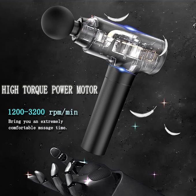 Massage Gun Deep Tissue,Percussion Massager Gun for Athletes Muscle Massage Gun for Pain Relief with 10 Massage Heads & 20 Speeds