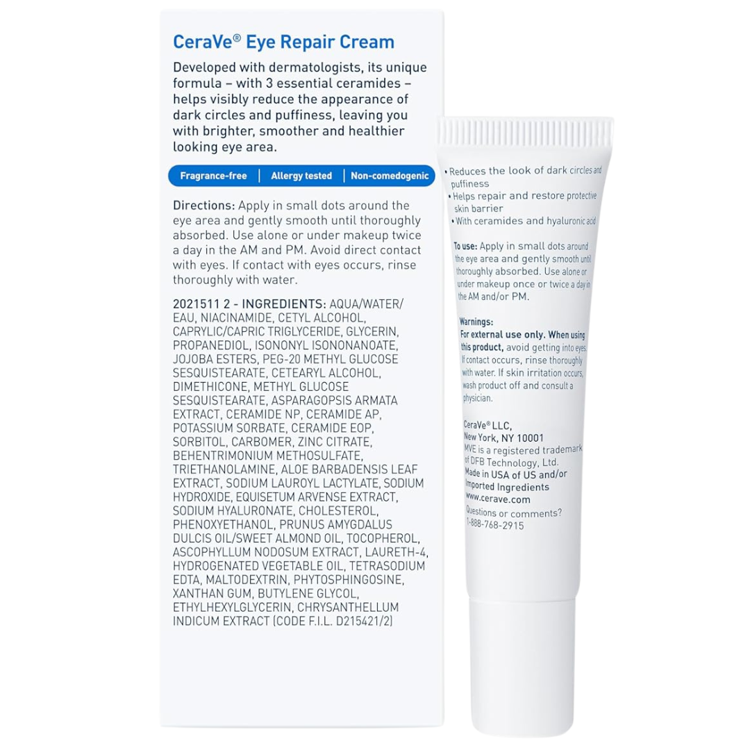 CeraVe Eye Repair Cream | Under Eye Cream For Puffiness And Bags Under Eyes